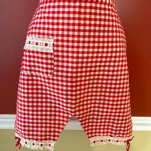 Vintage Handmade Apron Red Checker